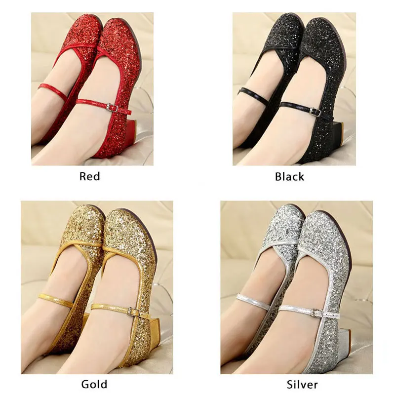 Latin Dance Shoes Women Salsa Tango Modern Dancing Shoes Ladies Square Middle Heels 3cm Ballroom Training Dance Sneakers Sandals