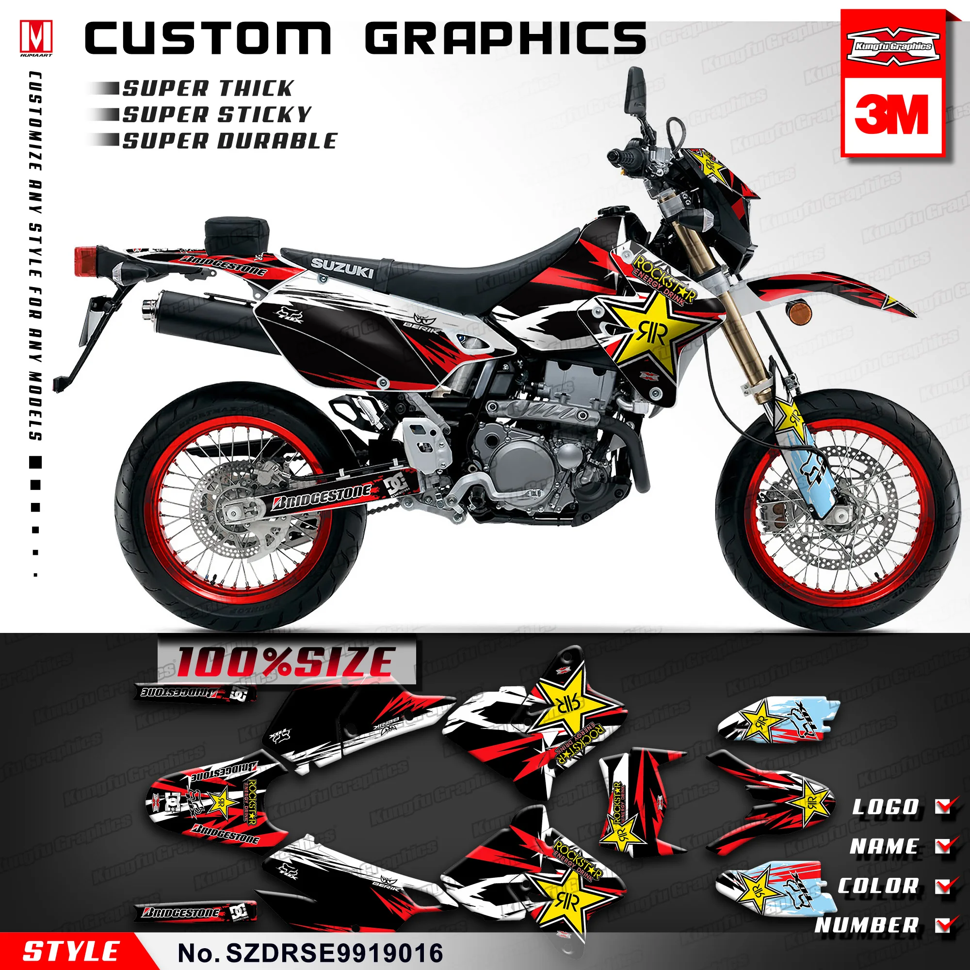 KUNGFU GRAPHICS MX гоночный Набор наклеек индивидуальные наклейки для DRZ 400 SM Supermoto DRZ400E