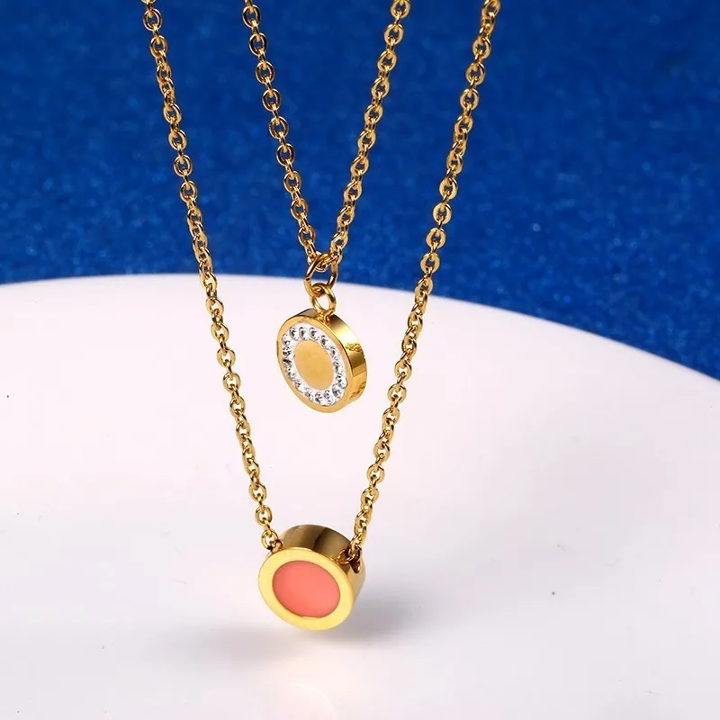 Delicate Gold Layered Multilayer Necklace Pink Bijoux Double Stacked Necklaces Minimalist Women Silver Choke Neck Lace Binary | Украшения и