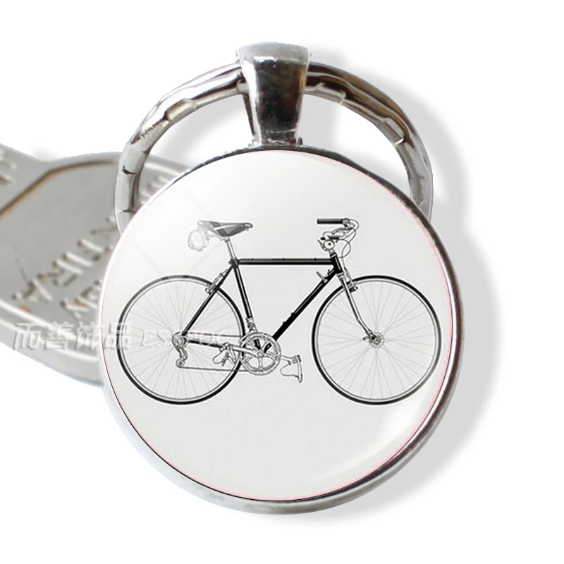 Черный белый винтажный брелок для велосипеда камеры гитары телефона стеклянный
