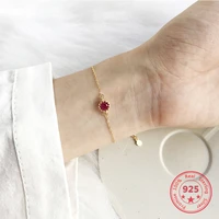 korea new style 925 sterling silver bracelets for women simple fashion chic red zircon gold bracelets jewelry
