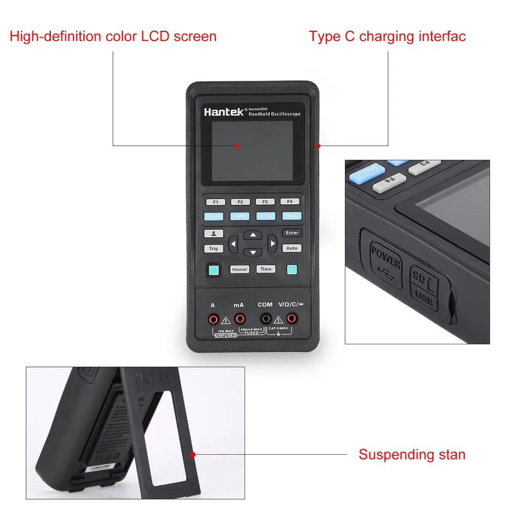 Фото Hantek 2D42 Digital Multimeters Handheld Oscilloscope 3 in 1 Intelligent Portable Multitester USB Interface Bandwidth 40MHz Инструменты Hantek 2D42 Digital Multimeters Handheld Oscilloscope 3 in 1 Intelligent Portable Multitester USB Interface Bandwidth 40MHz Инструменты