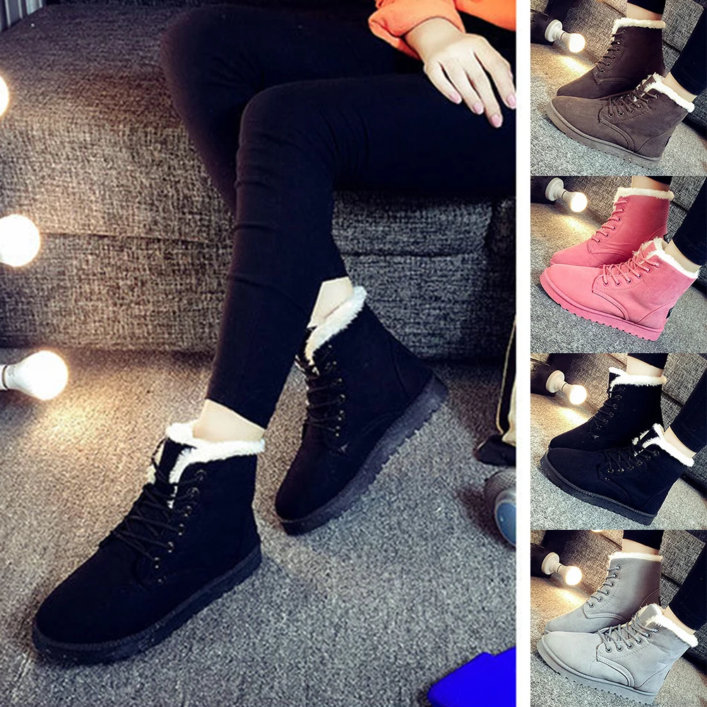 Ботильоны модная осенне зимняя замшевая обувь на шнуровке zapatos mujer botas