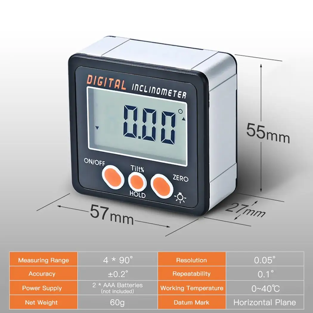 Electronic Digital Inclinometer Angle Gauge Meter 4 -90 White 0.05 Measuring 0.2 ~ 40 0.1 Tool Home Work etc | Инструменты