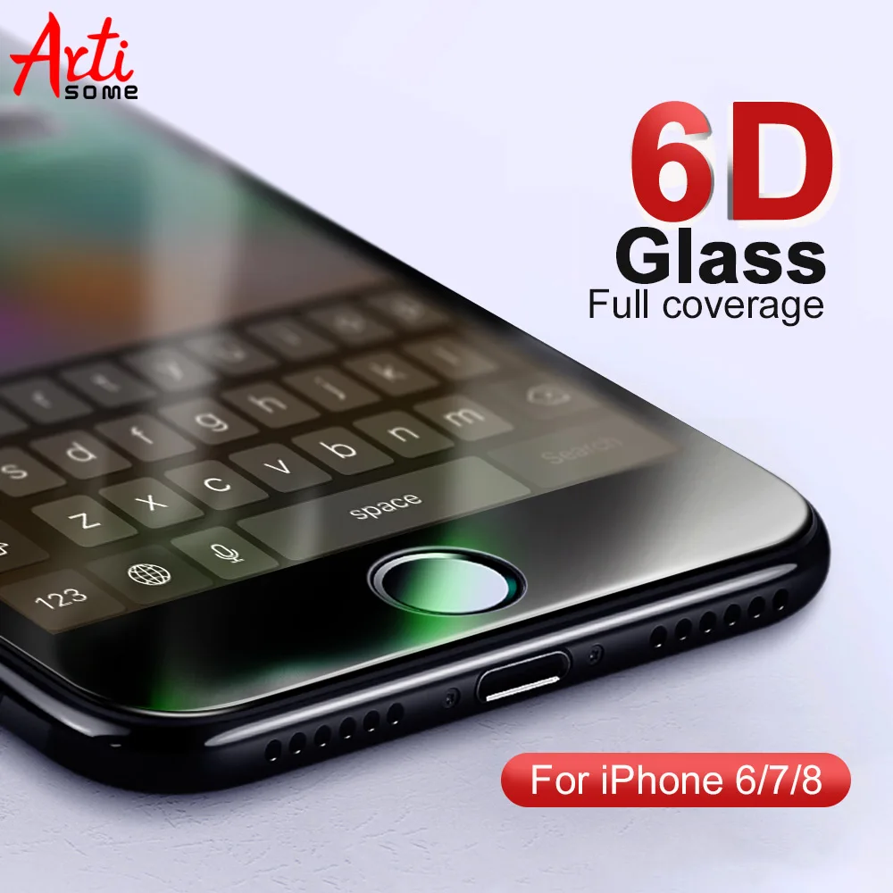 6D Защитное стекло для iPhone 7 6 6S X на 8 Plus XR XS MAX защита экрана закаленное XR|Защитные