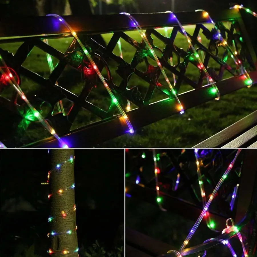 50/100 LED ПВХ веревка трубка медная проволока Солнечная гирлянда декоративные