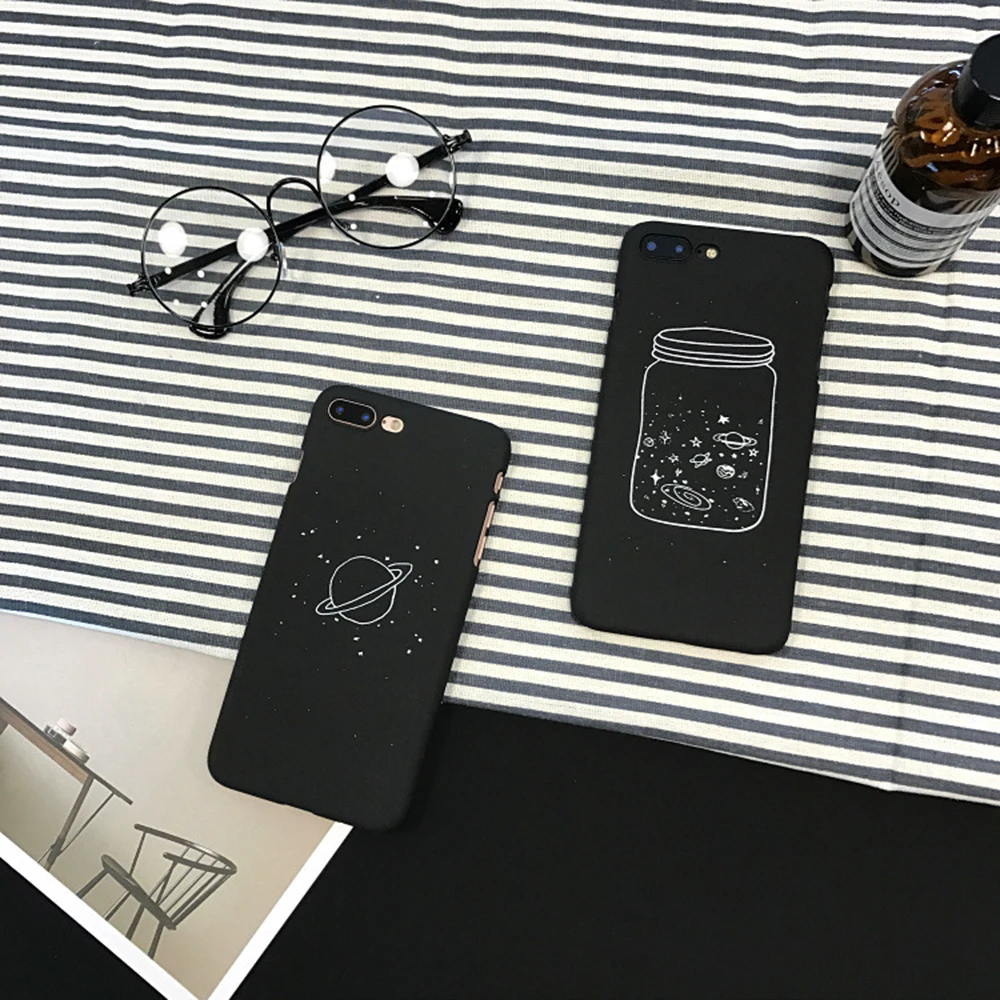 Создать простой для iPhone 7 8 Plus чехол Phane Shell Матовый планета бутылка черный