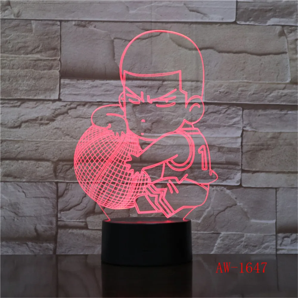 3D Визуальная ночная лампа с баскетболистом на LED-подсветке 7 цветов для дома, стола, вечеринки в баре, декора, подарка для мальчиков, мужчин, детей, AW-1647