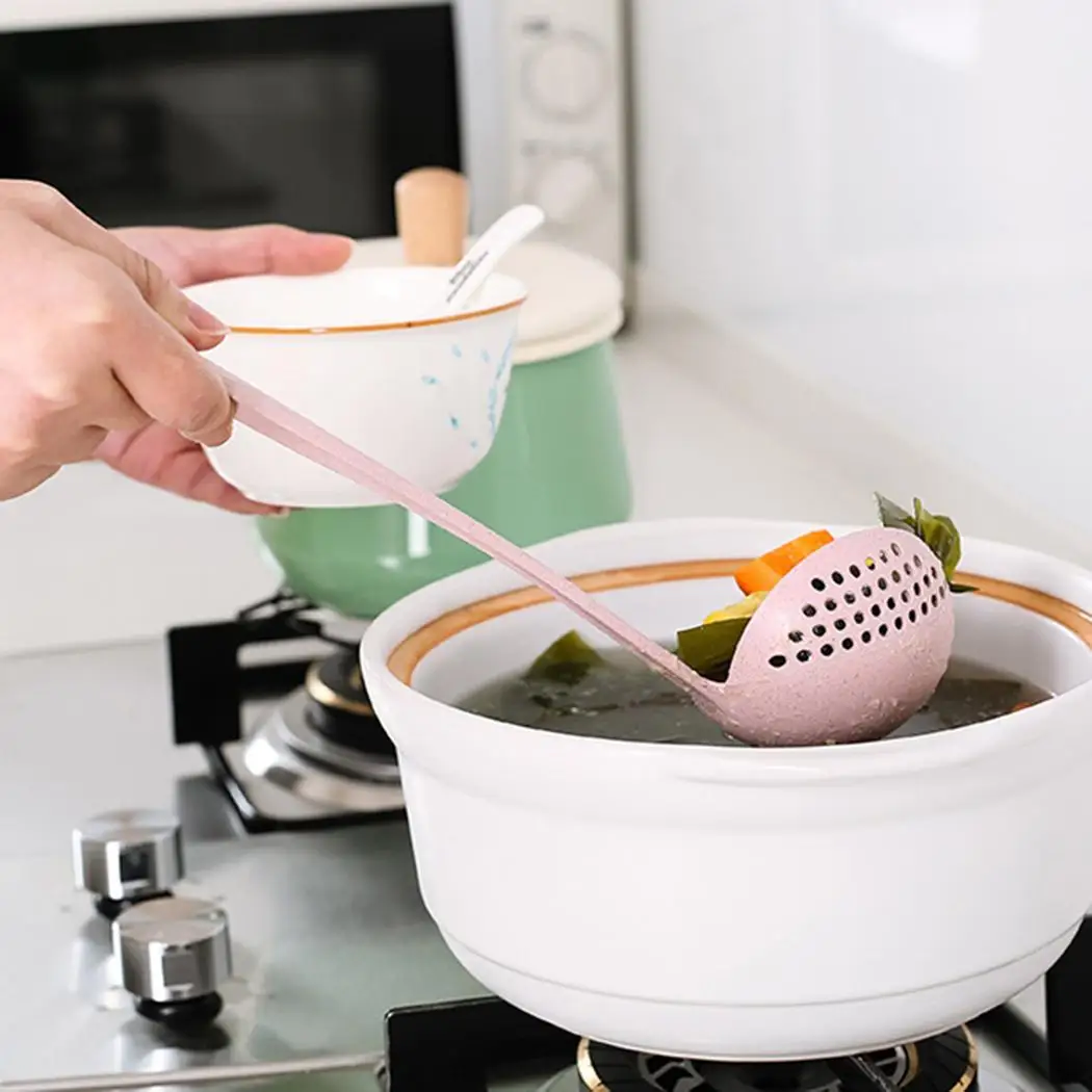 Wheat straw soup spoon colander two-in-one environmental Outdoor tableware hot pot dual-use Colanders &amp Strainers | Спорт и