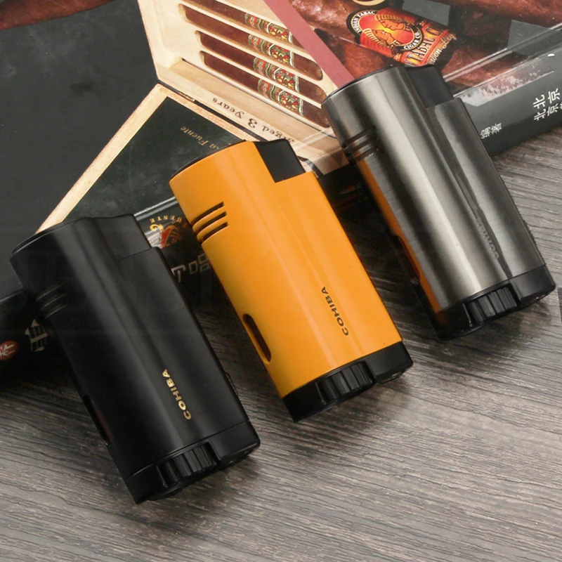 COHIBA зажигалки бутан Газовая зажигалка для сигар металлический ветрозащитный 3