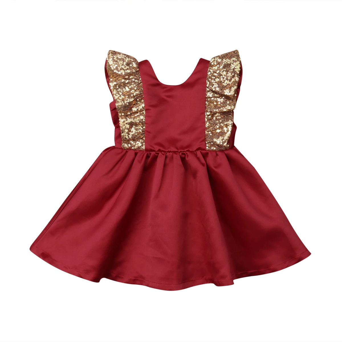 

Kids Baby Girl Formal Dress Backless Bow Sequin Xmas Party Princess bow-knot Dress Size 1-6T