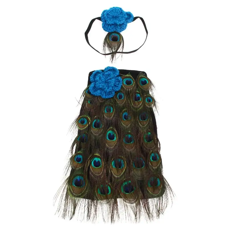 Newbron Baby Photography Prop Girls Boys Peacock Photo Props Crochet Knit Clothes with Headband for 0-12 Month Infant Kids | Детская