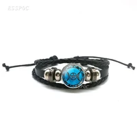 fashion triple moon goddess black multi layered bracelets diy glass cabochon woven leather bracelets moonstone witch jewelry