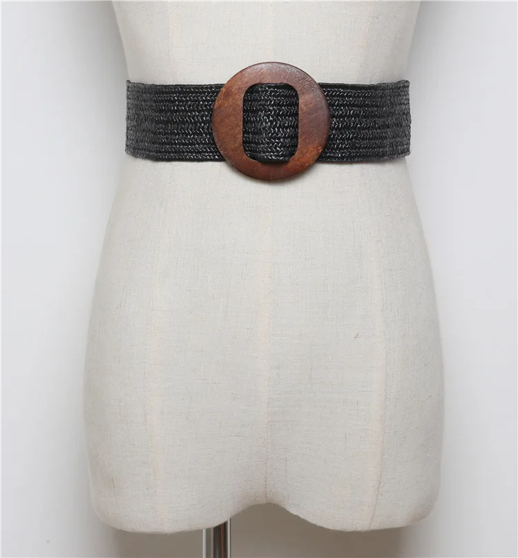 

toppies 2020 Fashion Lady Chic Knitted Straw Belt Waist Buckle Belt for Dress Women Summer Accessories