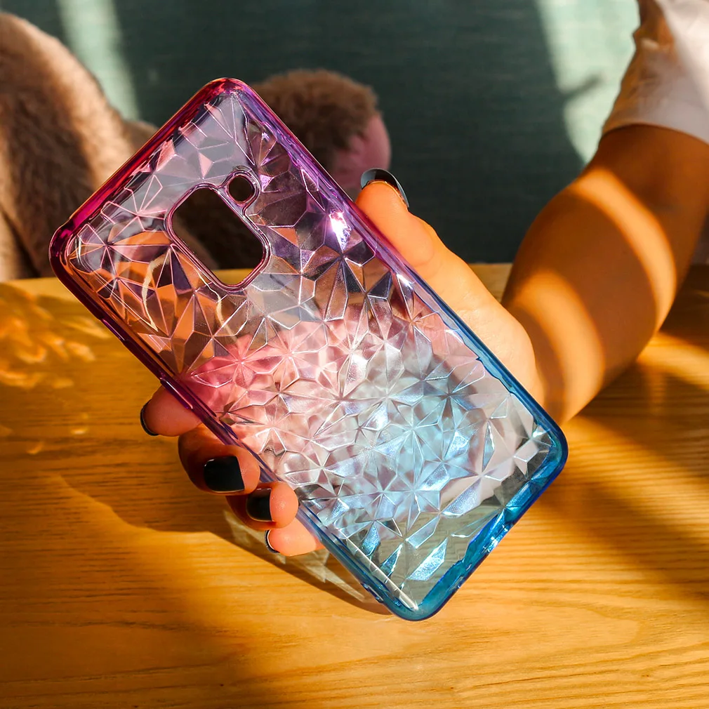 Силиконовый чехол для телефона samsung Galaxy J6 A8 2018 A5 2017 A6 J4 градиентный прозрачный из