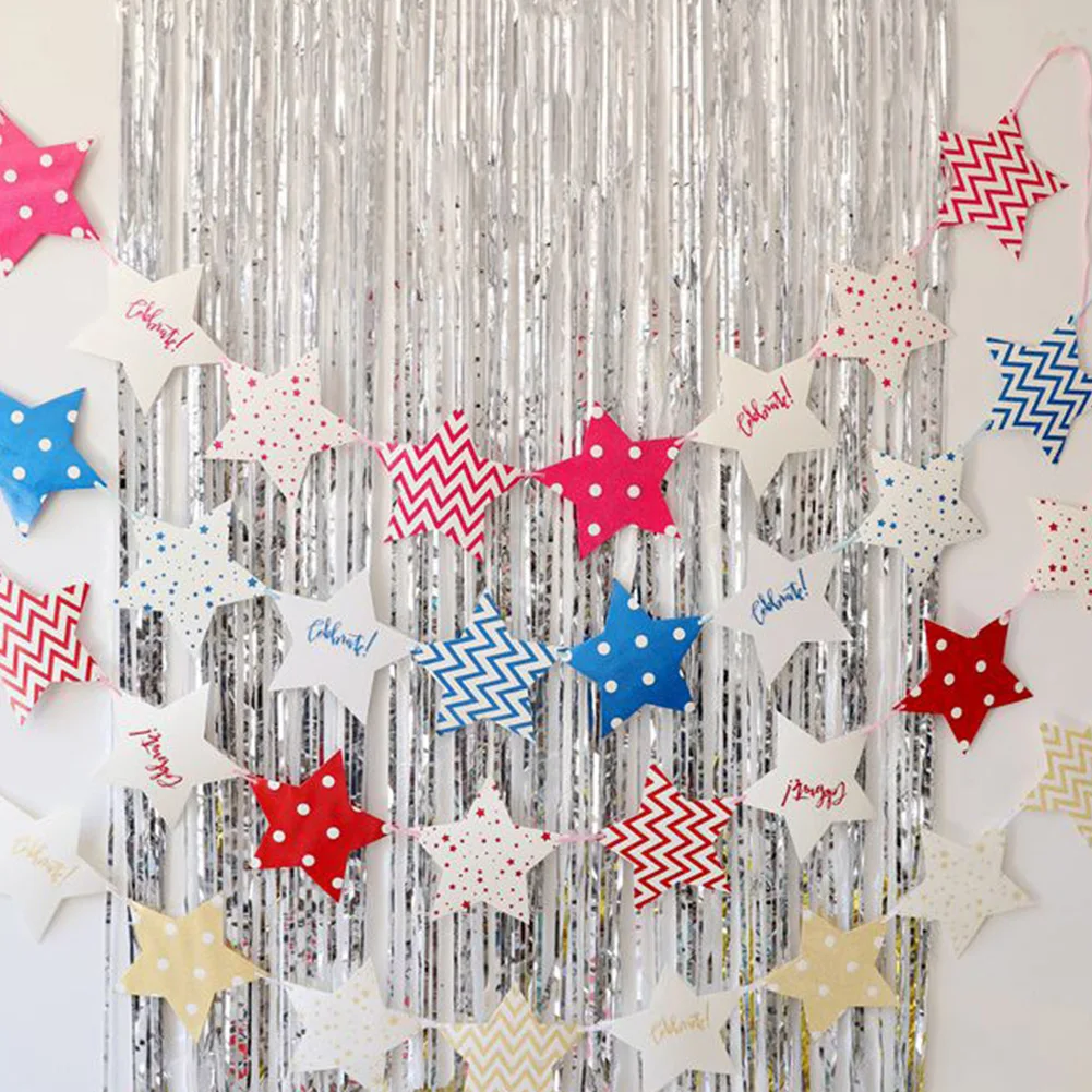 Party Supplies Star Paper Banner Hanging Decor Garland 2M Blue Wedding Baby Shower Bunting Dotted Stars INS Style | Дом и сад