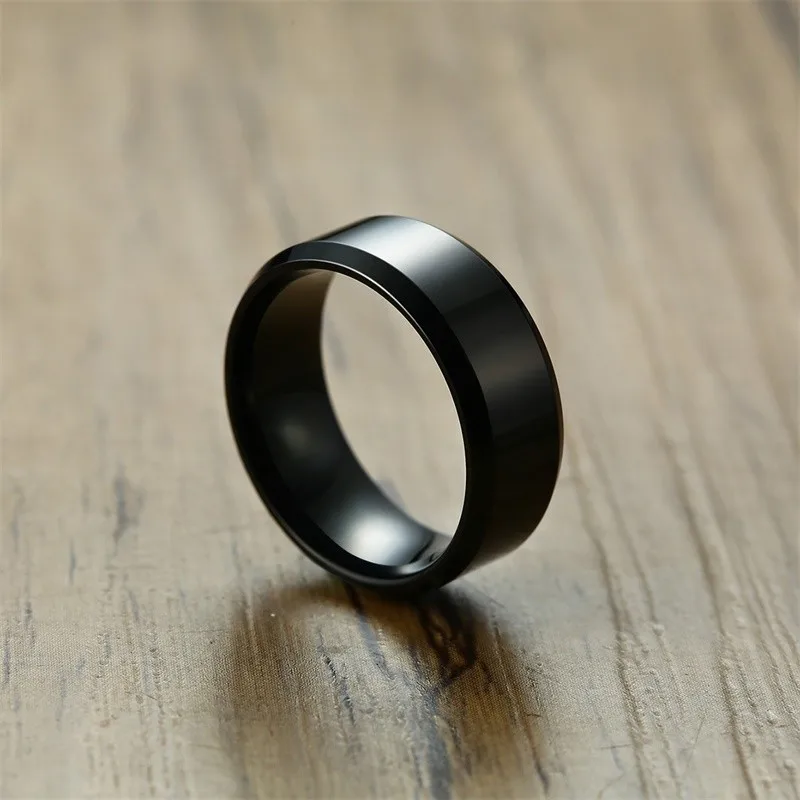 Mens Simple Wedding Bands Rings for Women 8MM Black Stainless Steel Alliance Anel O Unisex Jewelry | Украшения и аксессуары
