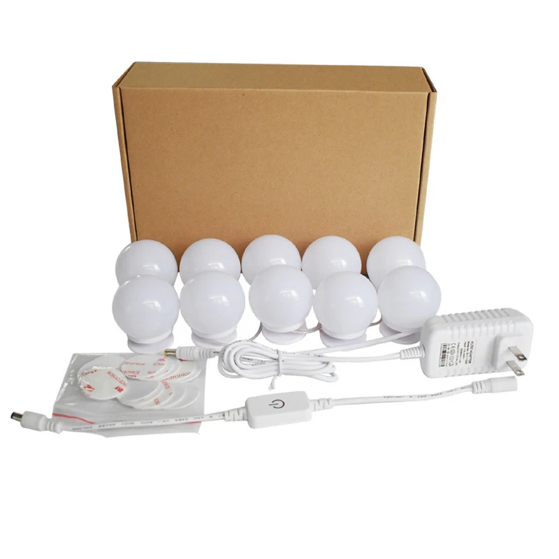 

Modern Easy Install Led Light Mirror 3m Glue Dressing Room Living Room Bathroom Makeup Mirror Wall Light With Plug Switch