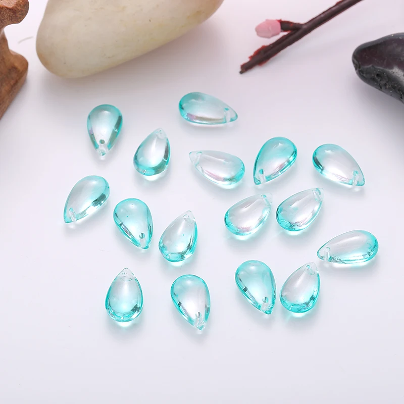New AB Color Czech Glazed Beads Waterdrop Shape Lampwork Glass Charms Clear DIY Hairpin Bracelet Jewelry Components | Украшения и