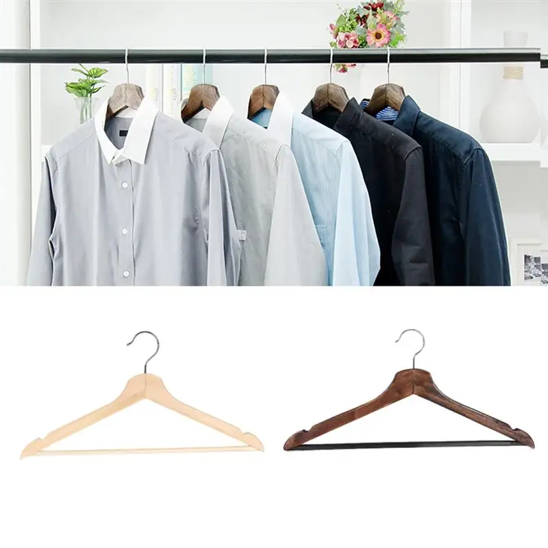 2PCS Multifunctional High Grade Solid Wooden Suit Hangers Coat with Anti-rust Hooks and Non-slip Bar | Дом и сад