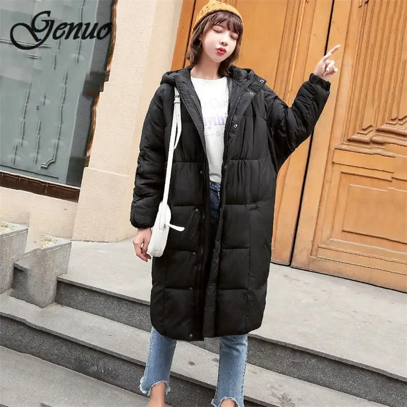 

Women Winter Cotton Jacket 2019 New Large Size Thick Warm Coat Mid Long Hooded Coats Female Light Fluffy Outerwear