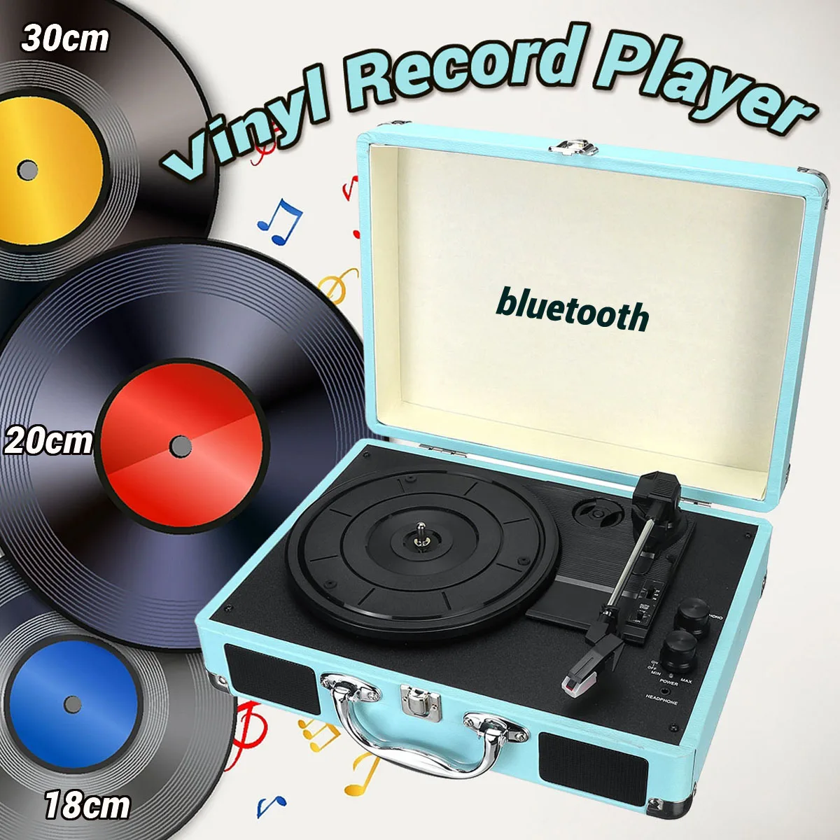 Винтажный Bluetooth портативный 33/45/78 об/мин поворотный Виниловый проигрыватель для