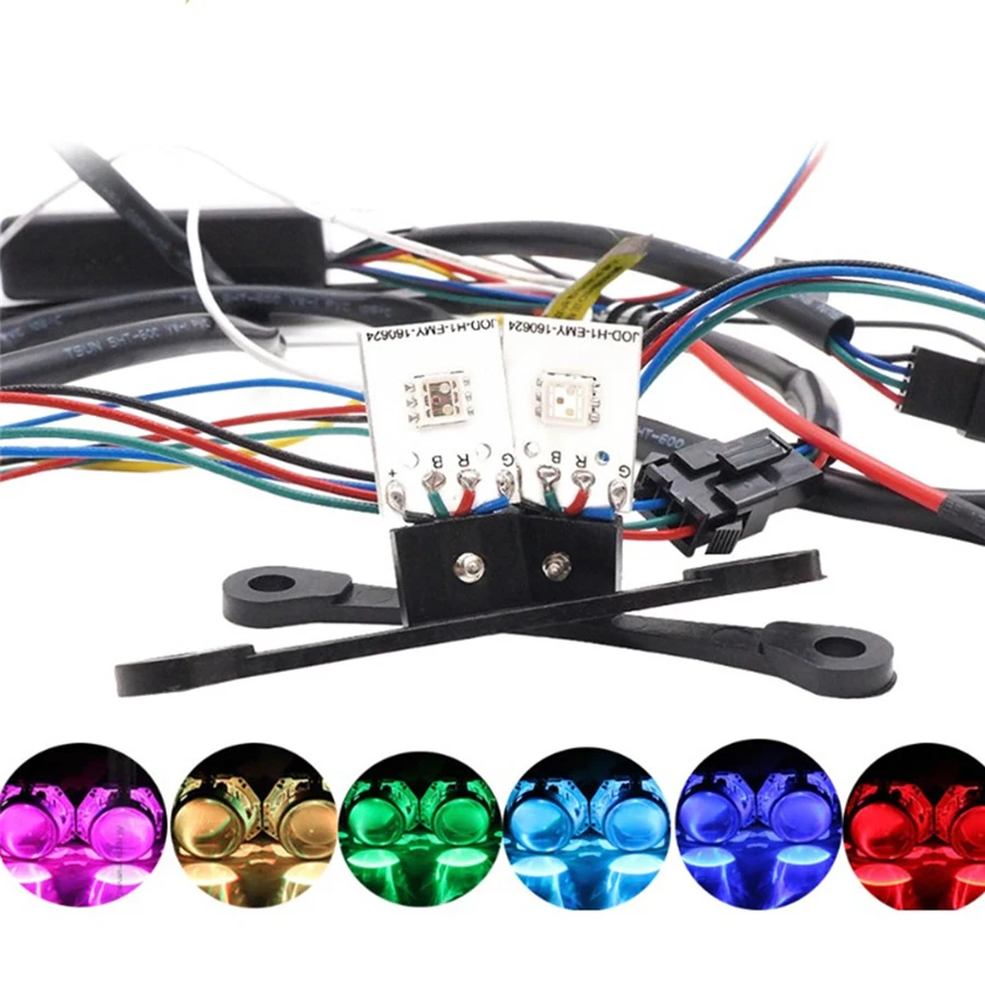 

Universal 2Pcs LED Devil Eyes Bluetooth RGB Colorful App Control Demon Eye For Headlight Projector Lens Retrofit Car Styling
