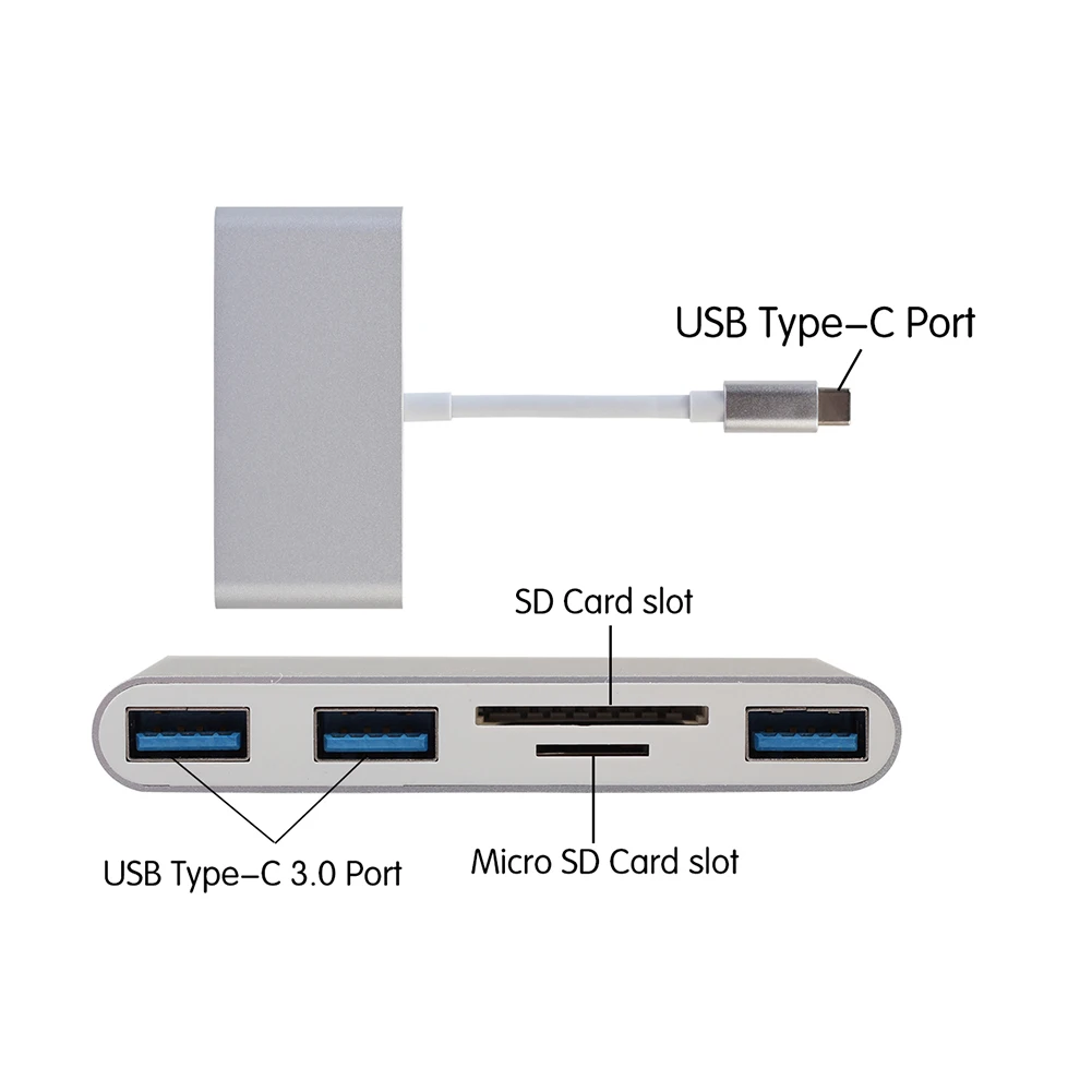 TYPE-C к USB3.0 многопортовый адаптер + SD/TF кардридер для Apple MacBook | Компьютеры и офис