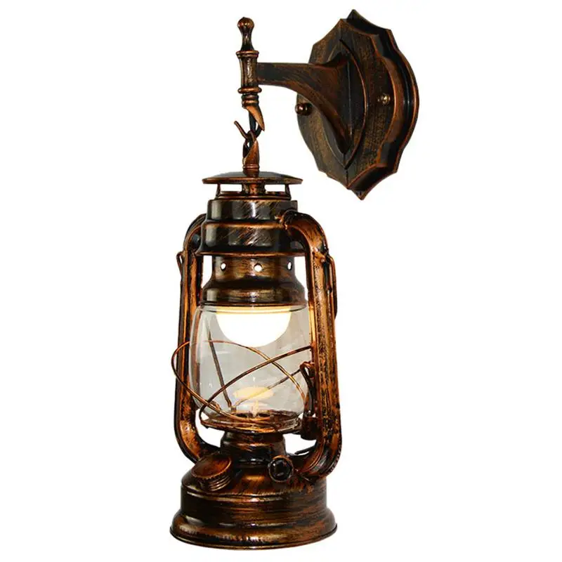 

Vintage Lantern Wall Lamp Antique Copper Personalized Kerosene Lamp Fashion Iron Wall Lights Cafe Aisle Lights