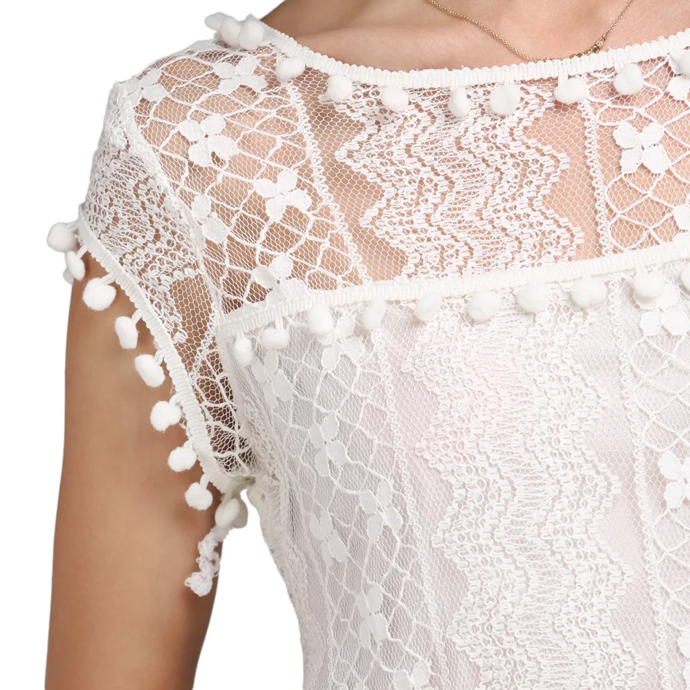 AZULINA Summer Dress Women Casual Beach Short Tassel White Mini Lace Sexy Party Dresses Female Soft Vestido On Sale | Женская одежда