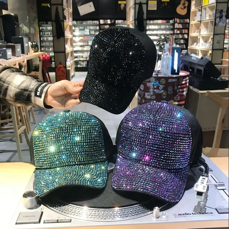 

Women Fashion Adjustable Trendy Breathable Mesh Sequined Shiny Baseball Caps Summer Sun Glitter Bun Snapback Hat