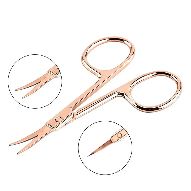 Stainless Steel Eyebrow Trimmer Pointed Safety Nose Hair Clipper Golden Mirror Scissors Beauty Care Tools | Красота и здоровье