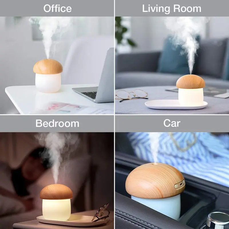 USB Mini Humidifier Cool Mist Desk Personal Air Mushroom Diffuser With Night Light Whisper-Quiet Auto Shut-Off F |