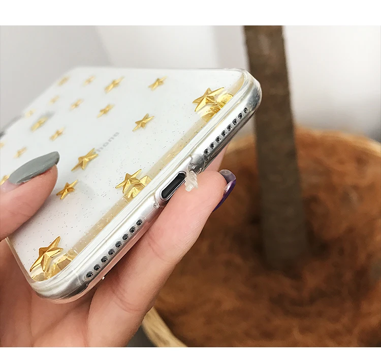 Чехол для телефона Wixcen Golden Stars Gitter Iphone 7 6s 8 Plus прозрачный мягкий силиконовый