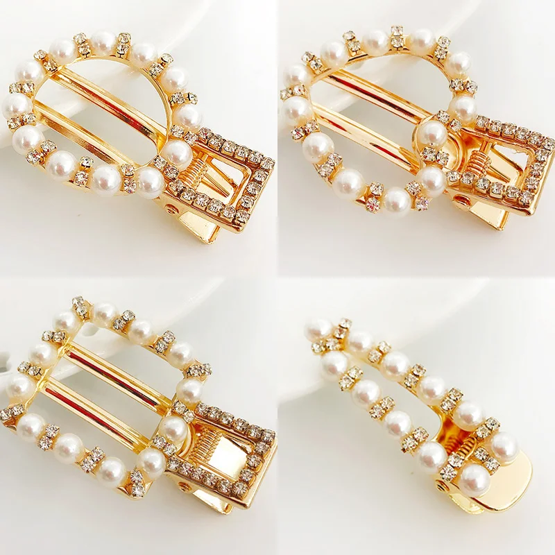 Элегантные жемчужные женские заколки стразы свадебные квадратные милые для