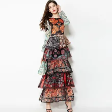 Женское длинное Многоярусное платье на весну и осень модное