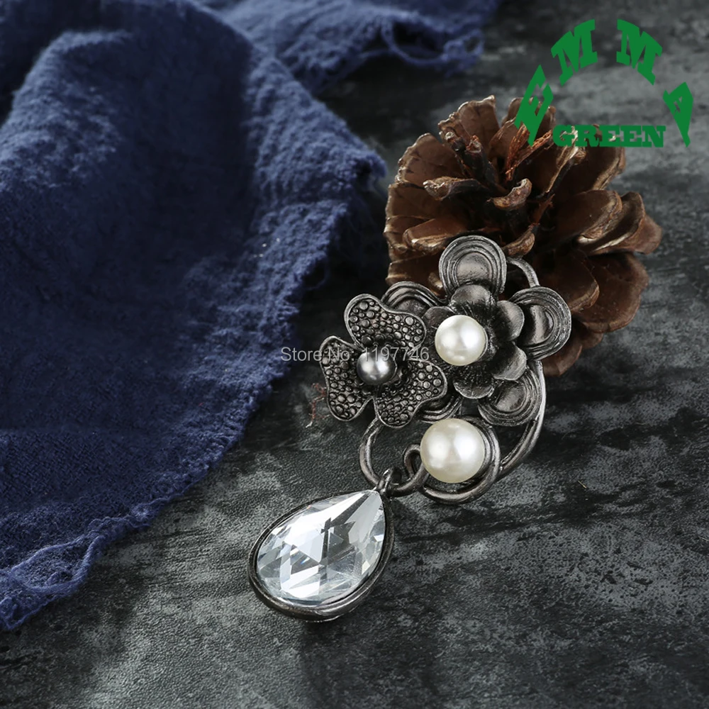 Crystal Flower Brooch Pin Simulated-Pearl Corsage Vintage Jewelry Brooches Accessories For Wedding Party Gift Women | Украшения и