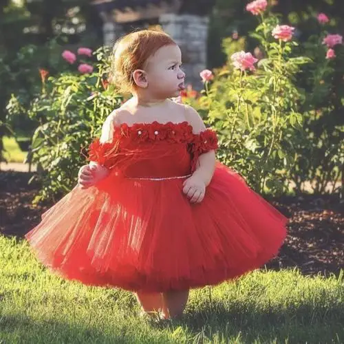 1-6Y Toddler Kids Baby Girls Red Dress Princess Tulle Tutu Party Wedding Birthday For Formal Dresses Kid Costumes | Детская одежда и