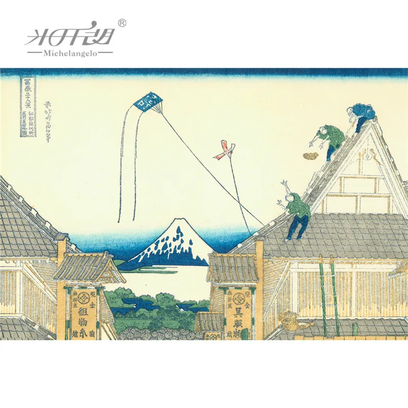 Микеланжело деревянные головоломки Ukiyoe 36 видов гору Fuji Mitsui магазин в Suruga Edo Hokusai