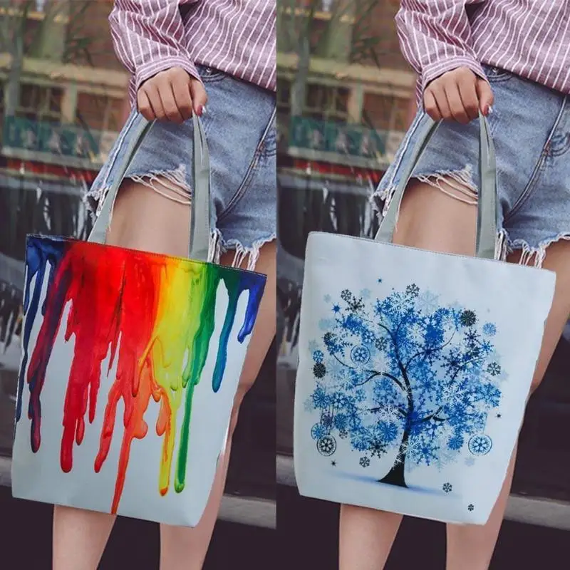 2019 New Casual Women Large Capacity Canvas Tote Bag Paint Floral Print Female Ladies Top-handle | Багаж и сумки