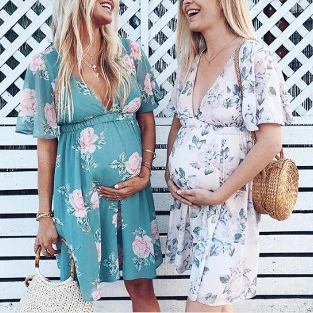 

2019 summer women's short-sleeved dress women's short-sleeved maternity dress