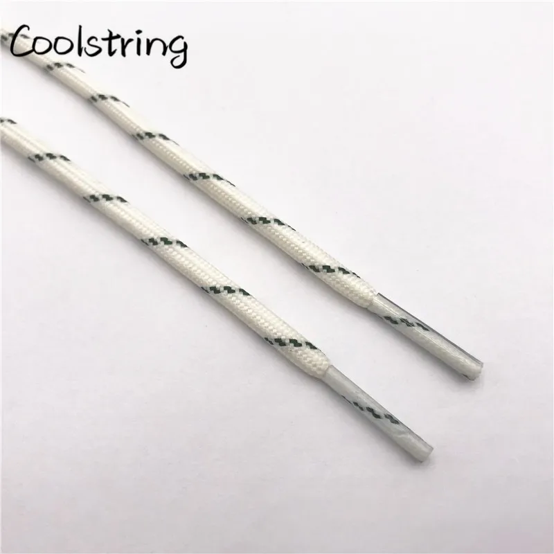 Coolstring Round Striped Rope Laces Beige White Bootlaces Polyester Shoelace Shoestring For Roller Skates Hiking Outdoor Shoes