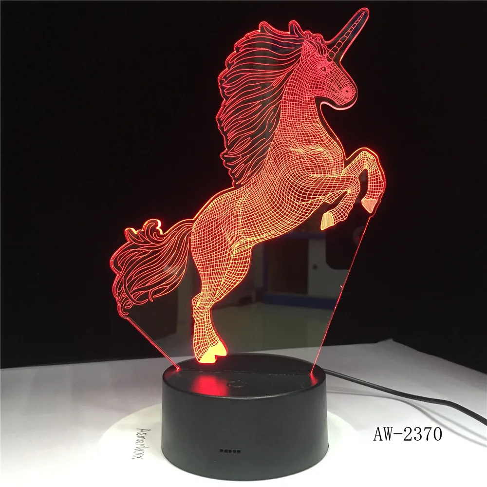 3d-лампа в виде летающего единорога светодиодный ночсветильник 7 цветов Сенсорная