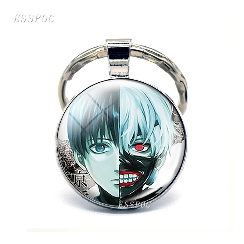 Tokyo Ghoul Kaneki Ken металлические брелки Стеклянные Кабошоны Подвески Аниме цепочки