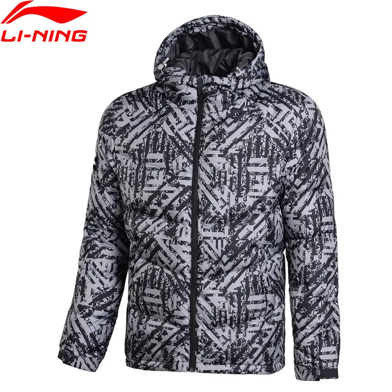 Li Ning мужской короткий пуховик для тренировок 70% белый утиный пух теплый с