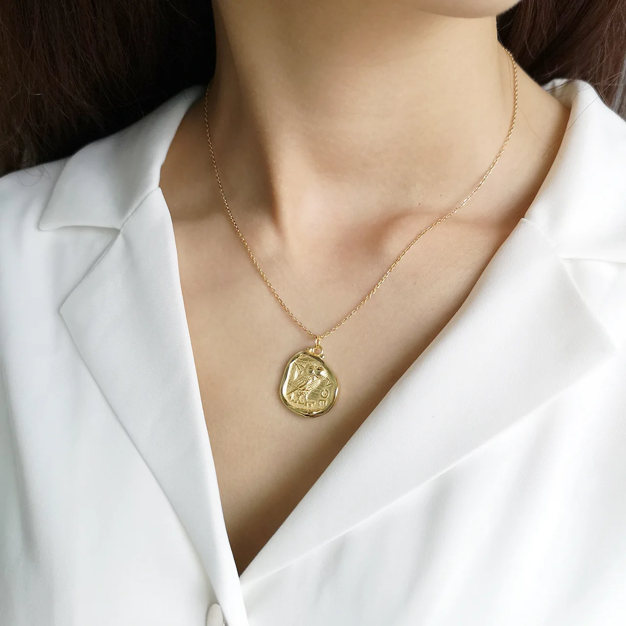 Подвеска бохо ожерелье для женщин длинная цепочка Круглый Шарм золотистого