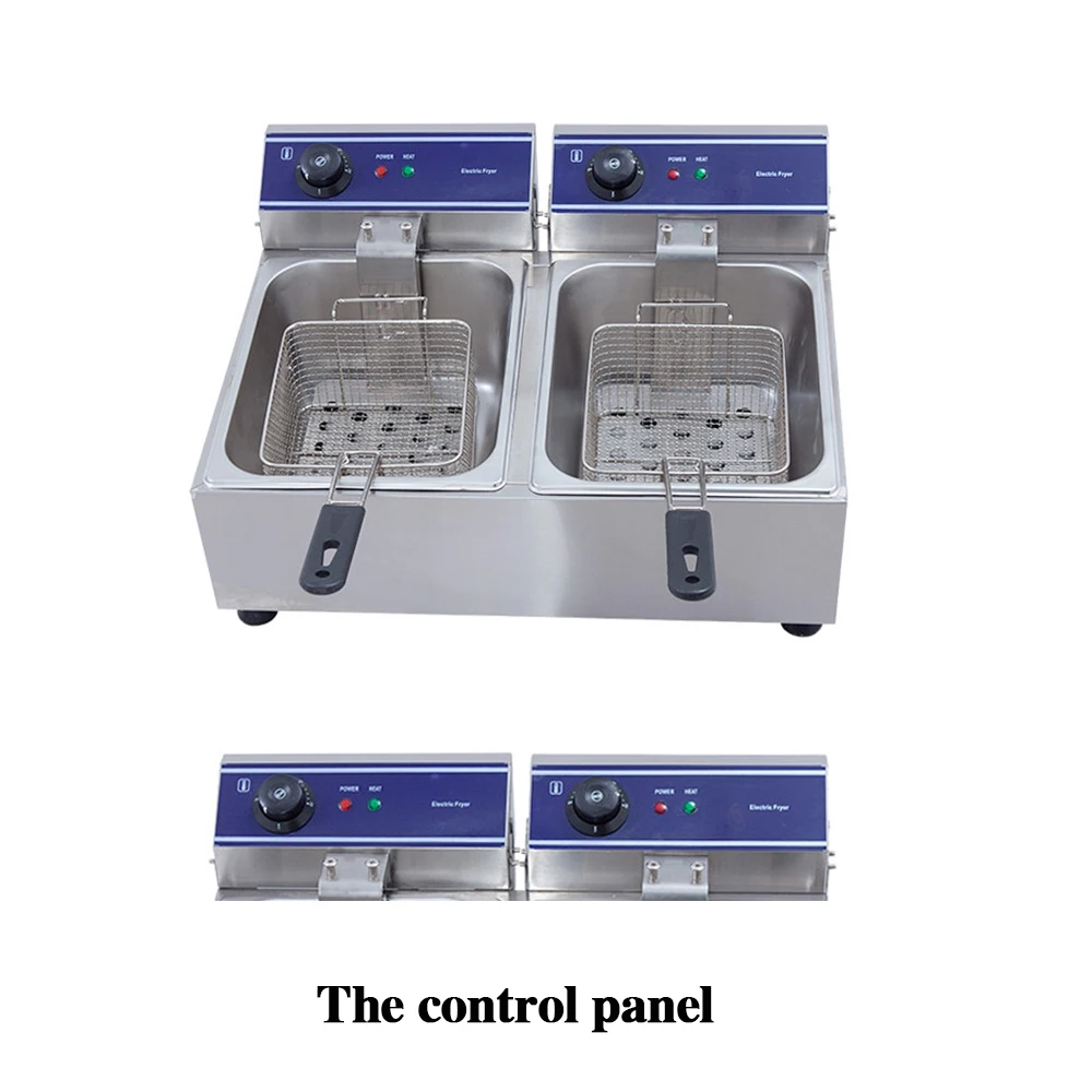 Домашняя коммерческая электрическая фритюрница для жарки хот-догов и крыльев курицы из нержавеющей стали с регулировкой температуры.