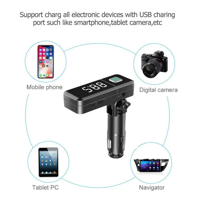VODOOL складной беспроводной Bluetooth автомобильный комплект ЖК дисплей Hands free fm