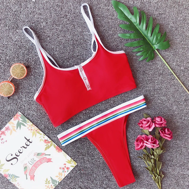 Сексуальный женский купальник в полоску пуш-ап с подкладкой укороченный топ