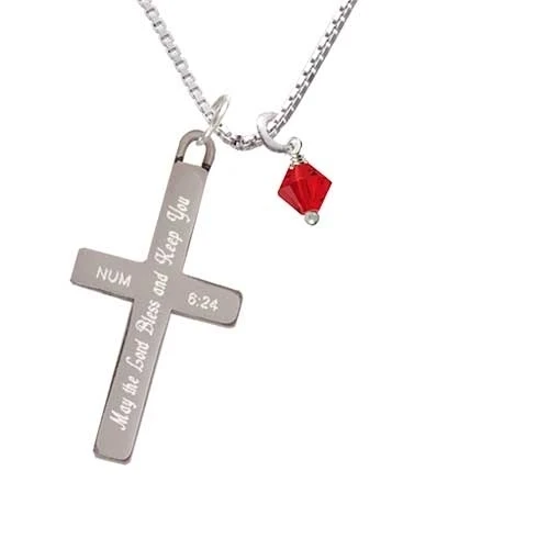 Июль красный 6 мм Кристал Бикон Благослови и держать вас крест ожерелье|Подвески|